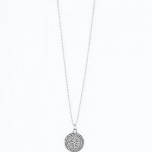 Collier Boussole Acier Argent