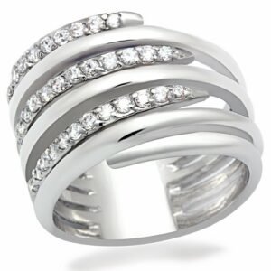 Bague Laiton Rhodium Zircon