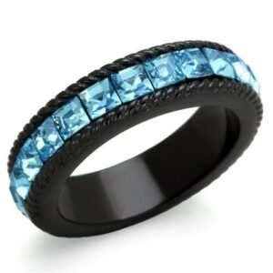 Bague Acier Noir Cristal